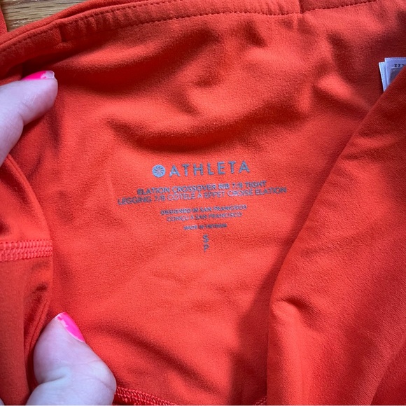 Athleta Elation Crossover Rib 7/8 Tight in Flame Orange Size small - Picture 4 of 7
